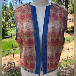 Pale pink plaid mohair blanket vest